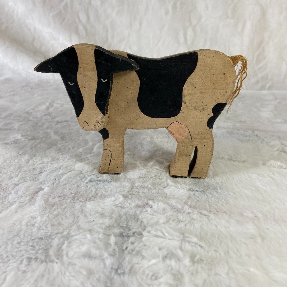 Wood handmade Country Folk Art Cow Shelf Sitter Farmhouse decor